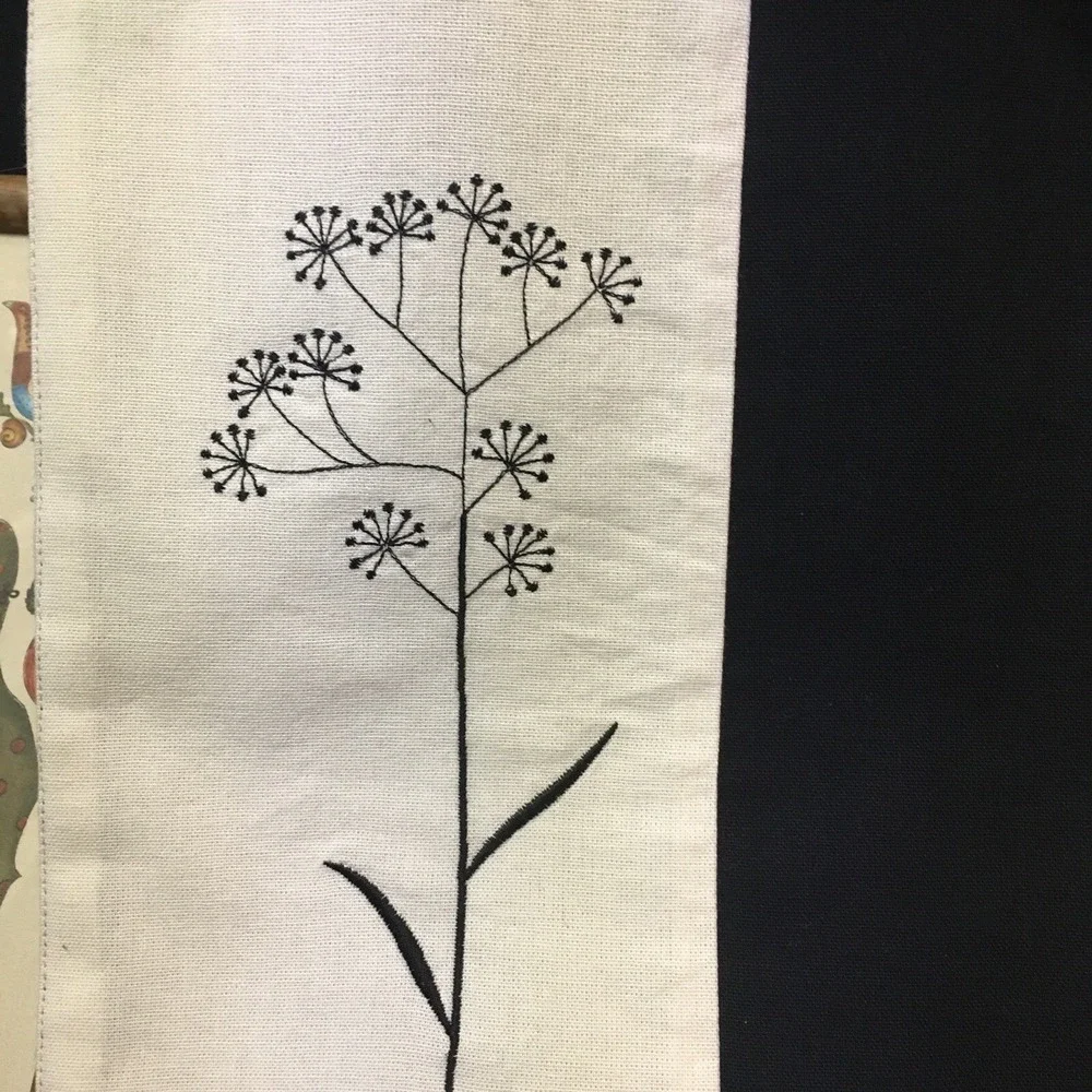 Embroidered 4 Black and White Cloth Color Block Placemats 19 inches  X 13 inches